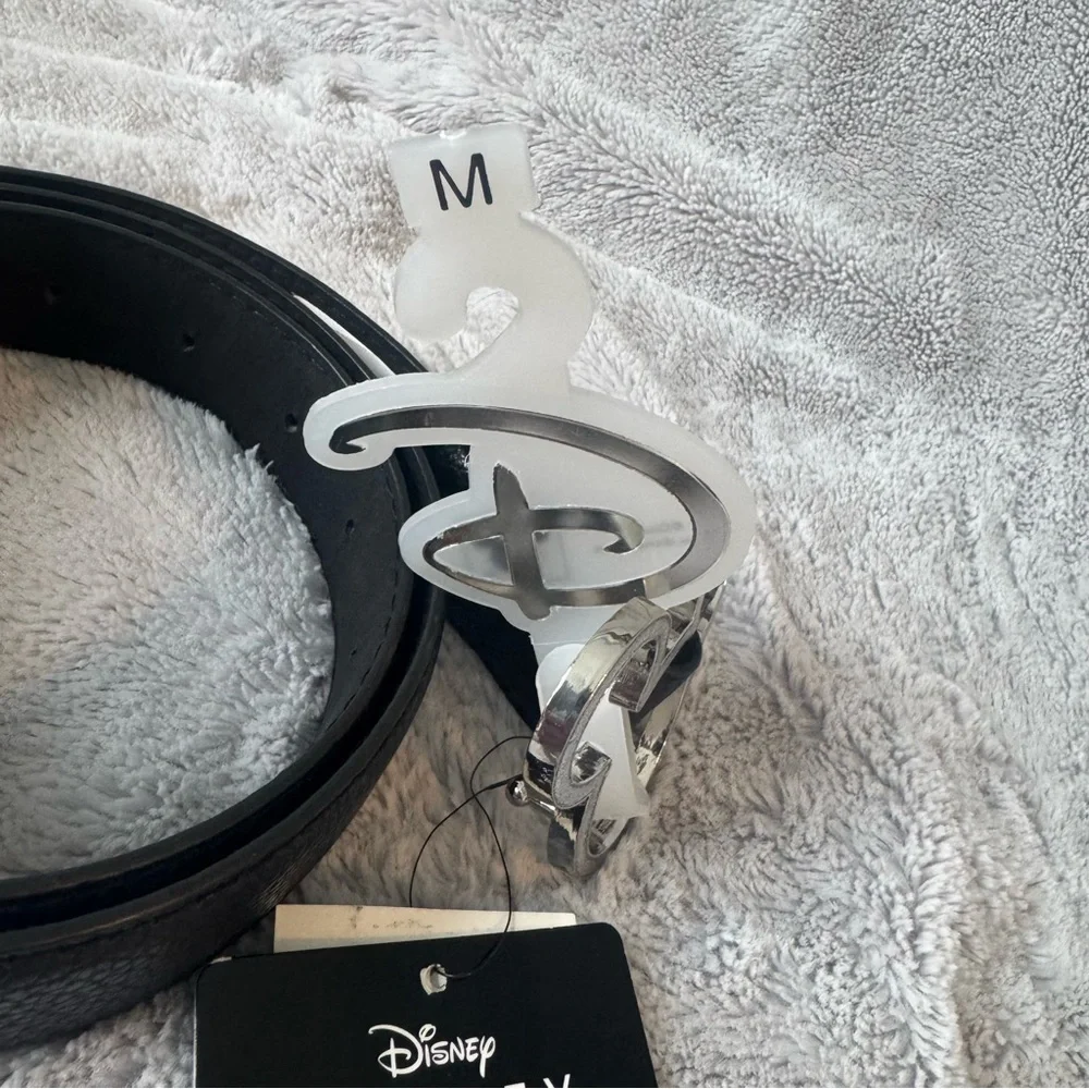 Disney Embellished Mickey Logo Black‎ Faux Leather Belt Size Medium